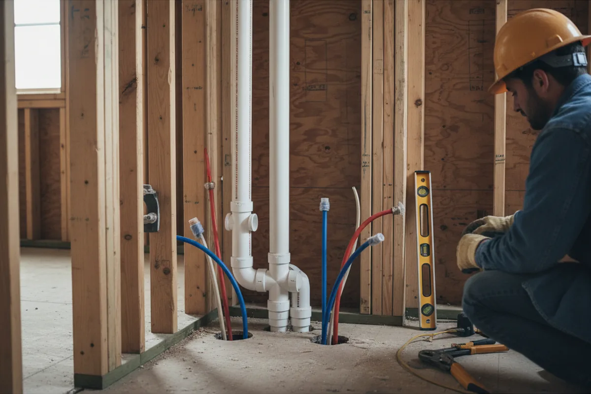 Drain and supply rough-in during Leak Detection in Avera