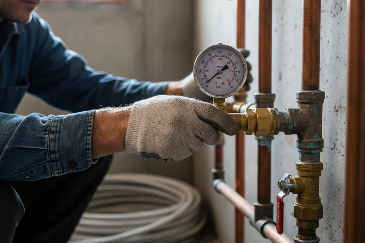 Pressure testing a repaired line during Water Line Repair in Avera